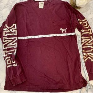 L VS Pink Sequin Long Sleeve burgundy red